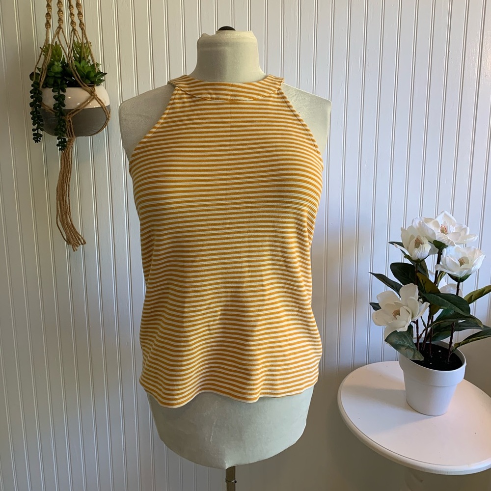 Deletta Anthropologie Yellow White Striped Top